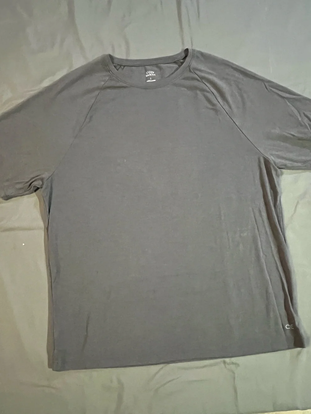 Cozy Earth Ultra Soft Bamboo Raglan Tshirt, Grey, Sz L